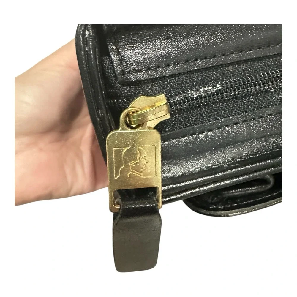 Franklin Quest Full Grain Aniline Leather Planner Organizer Carry Case Zip Black